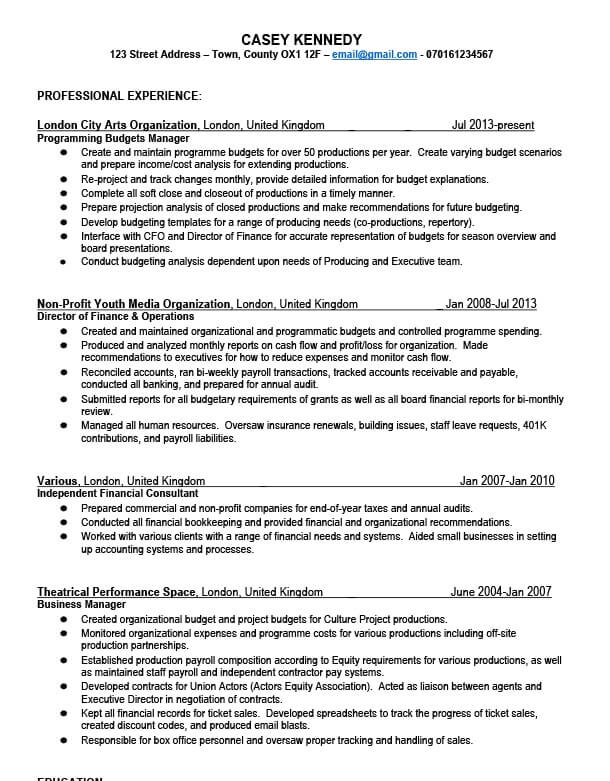 Casey's CV before TopCV