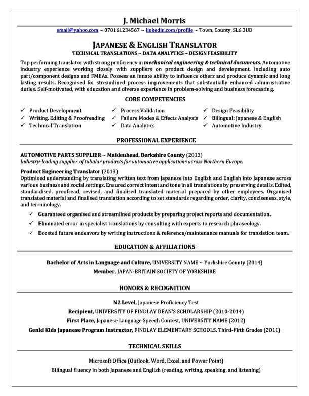 Mike's CV after TopCV